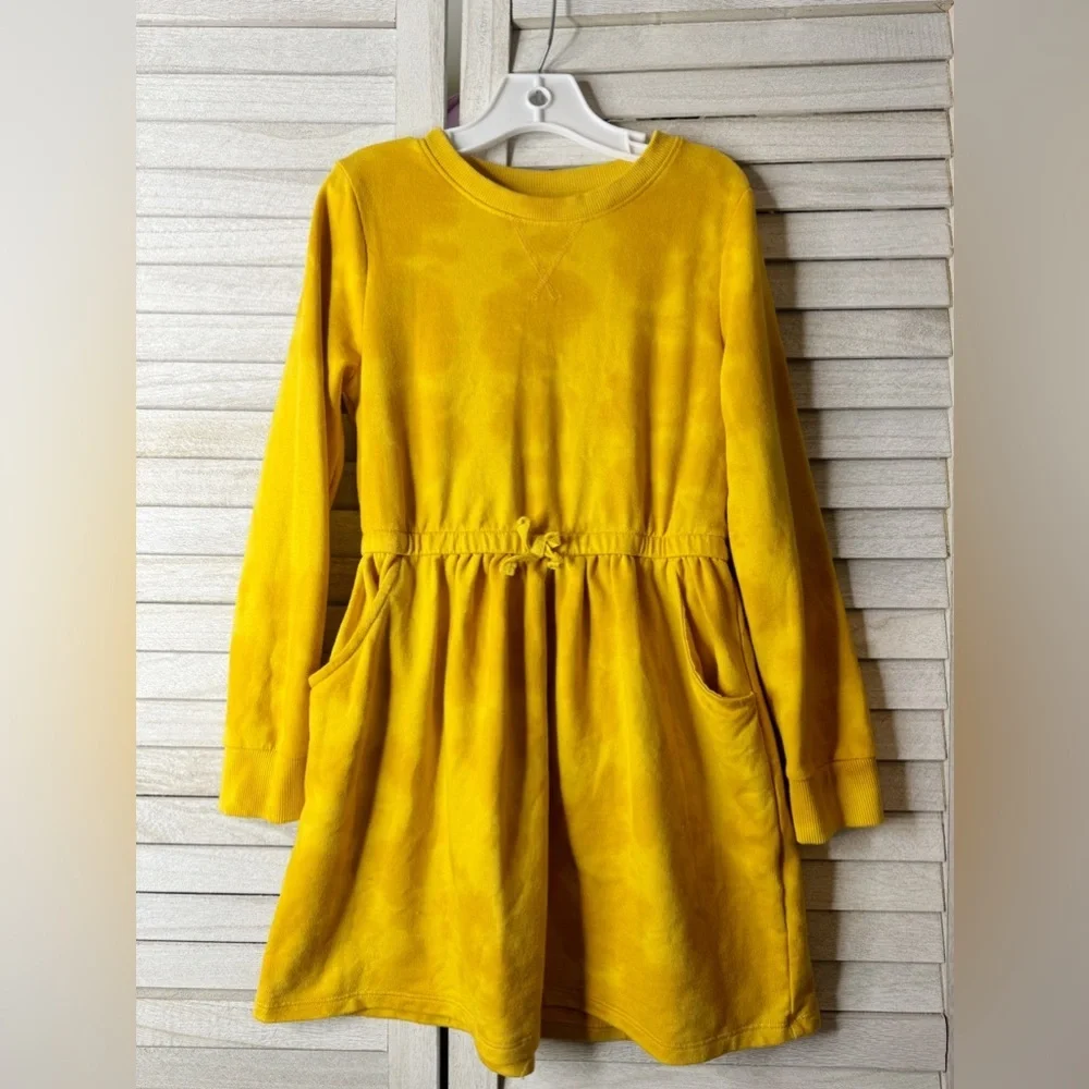 Cat & Jack Yellow Kids Dress Size 6/6X Long Sleeve Casual Pocket Twirl Cute